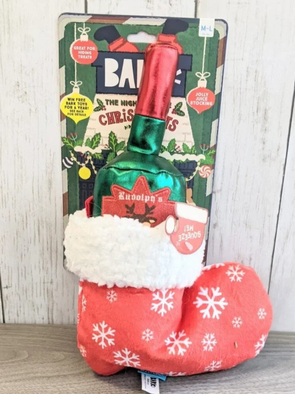 BARK Jolly Juice Stocking Dog Toy M/L